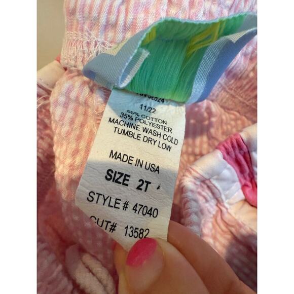 Color Works Girls Pink Gingham Athletic Shorts Size 2T - Picture 5 of 5